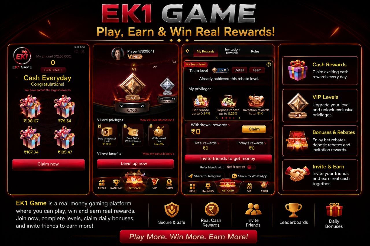 EK1 App download screen showing mobile gaming features, secure login, and user-friendly interface.